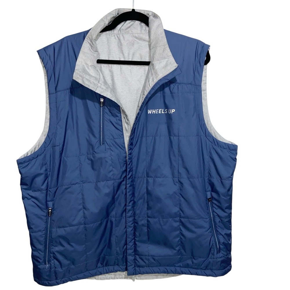 Zero Restriction Vest Mens XXL 2X Reversible Golf Wheels Up Logo Blue Gray